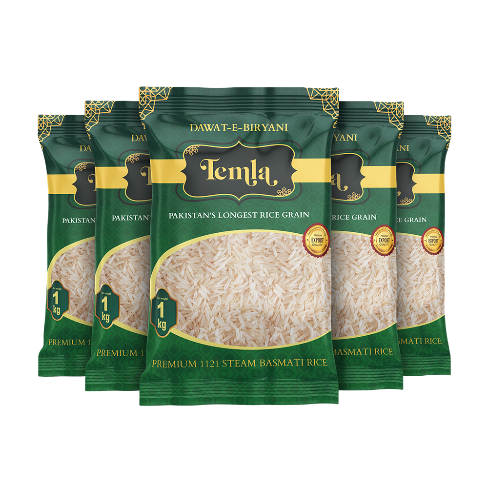 Temla Premium XXXL Long Grain Basmati Rice 5 bags of 1kg