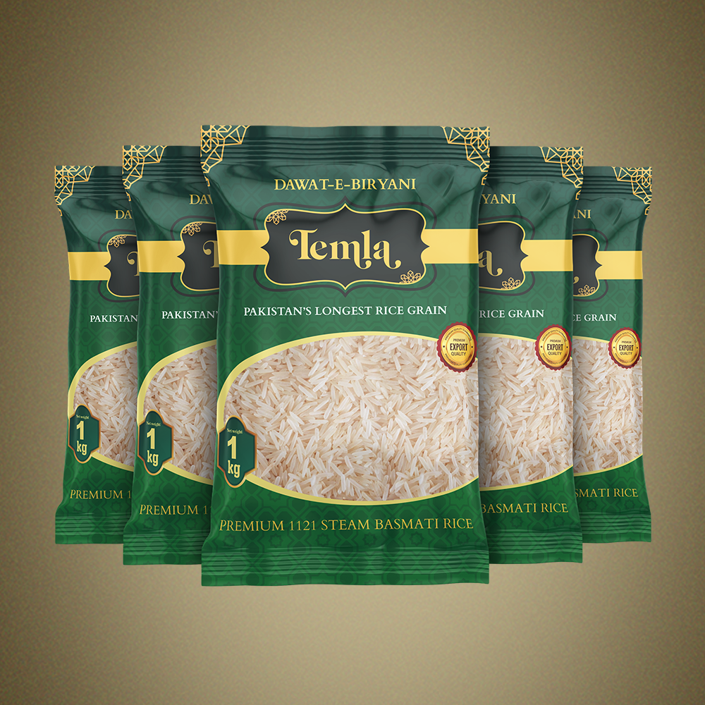 Temla Premium XXXL Long Grain Basmati Rice 5 bags of 1kg